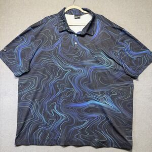 Sunday Swagger Mens 4XL Blue Purple Marble Swirl Performance Golf Polo Shirt
